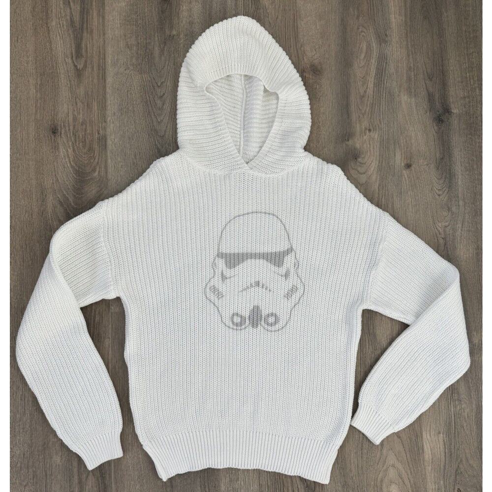 Love Your Melon White Hooded Sweater with Gray Stormtrooper Graphic